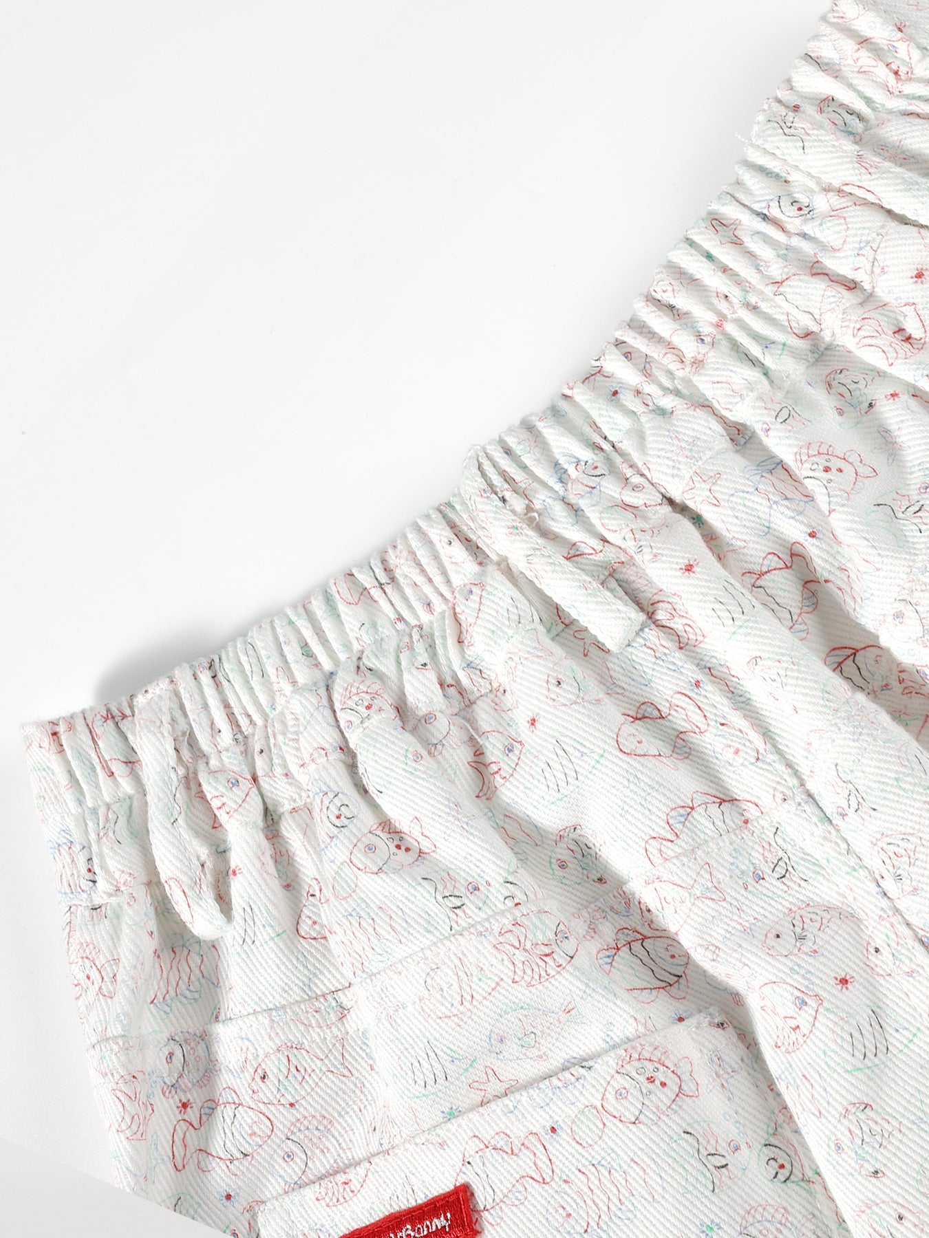 Girls Cotton Wide Leg Pants Summer Fish Print