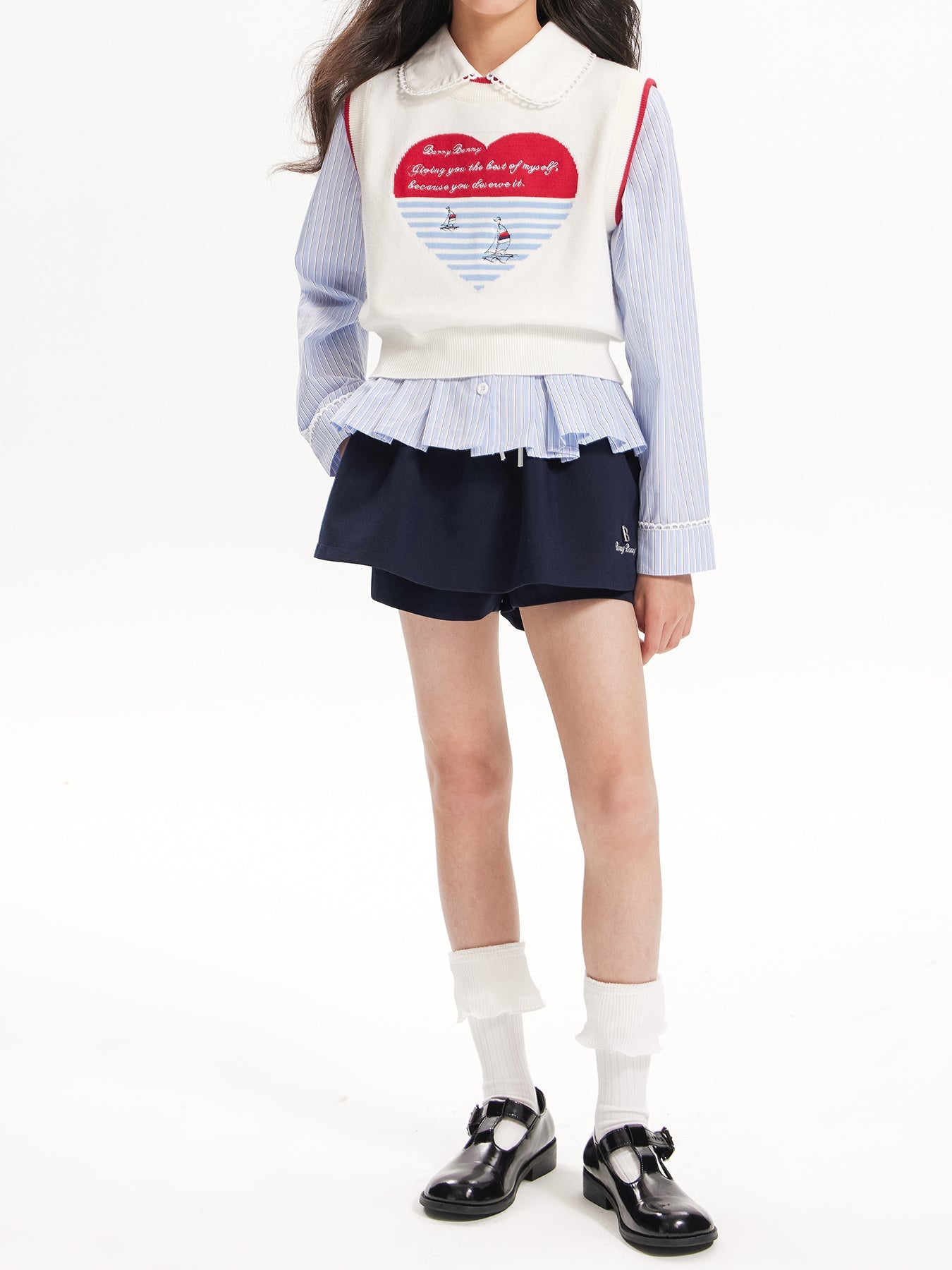 Girls Heart Knit Sweater Vest Preppy  Top