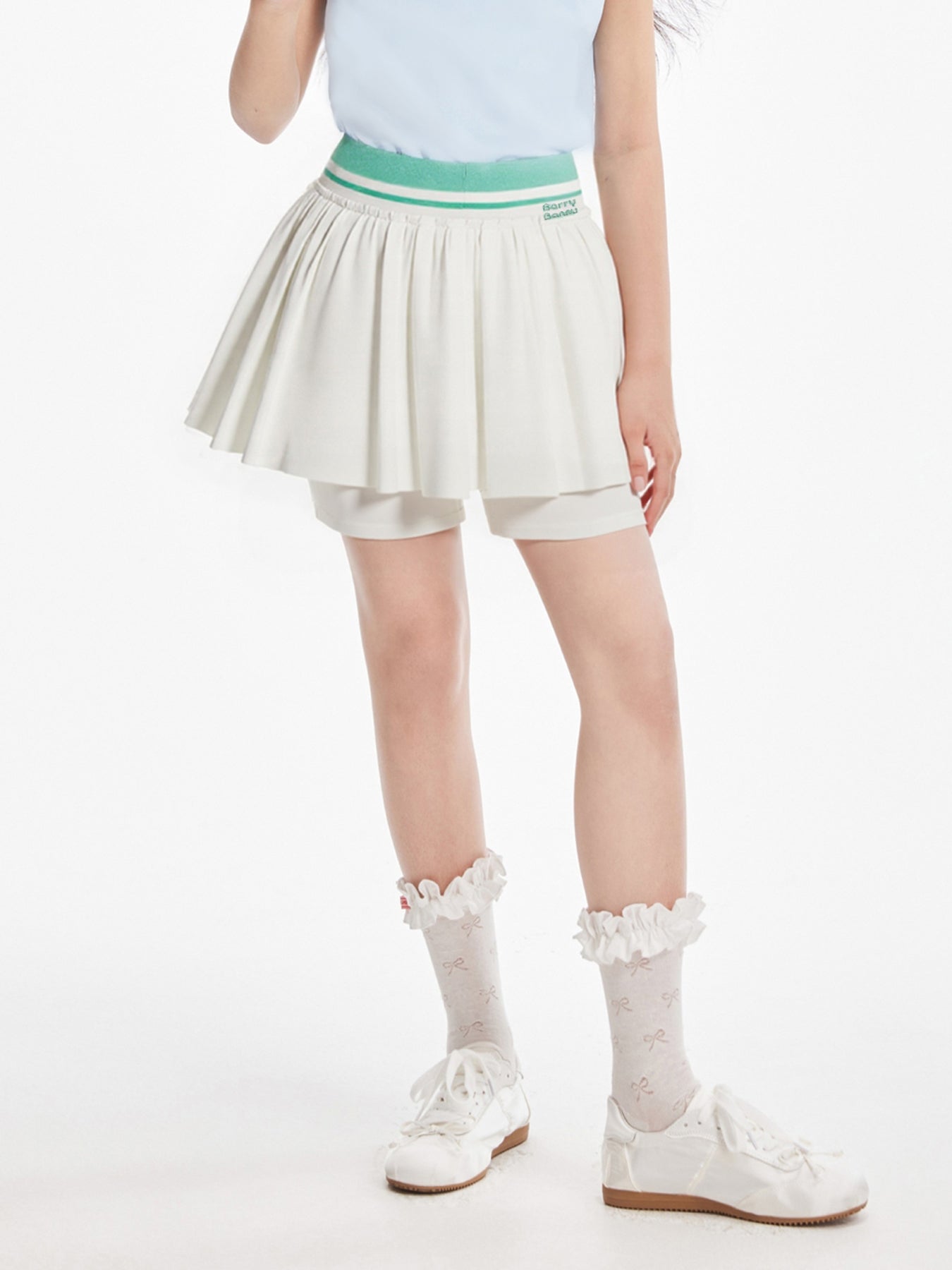 Girls Pleated Skirt Shorts with Embroidery Casual