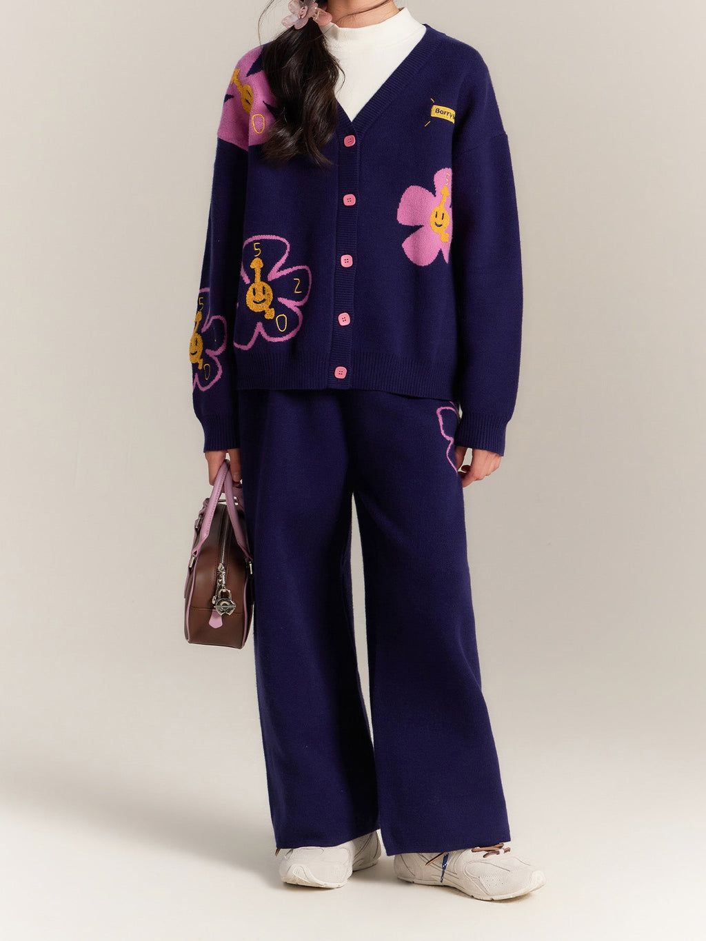 Girls Zip Up Cardigan Jacket with Sunflower Print