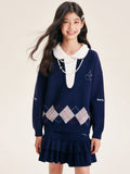 Fall Girls Argyle Knit Set – Sweater & Ruffle Skirt Outfit