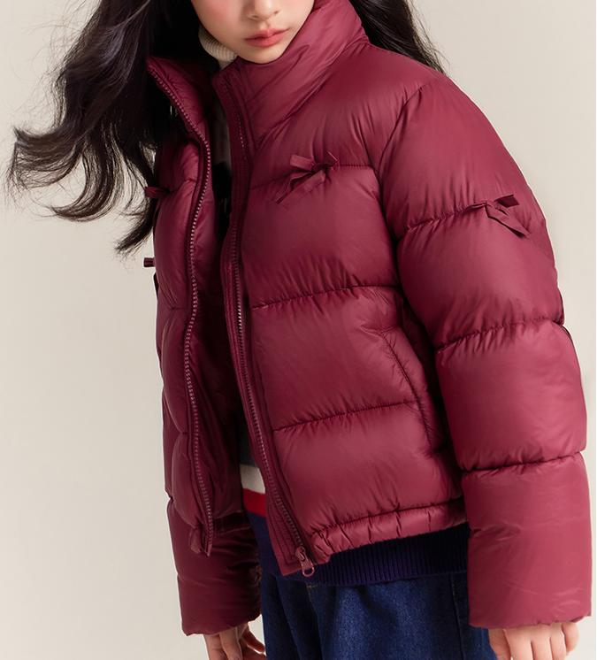Girls Winter Down Puffer Jacket 90% White Duck Short Coat
