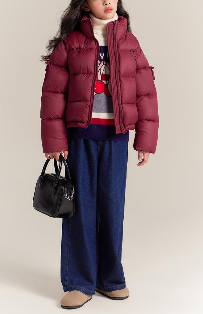 Girls Winter Down Puffer Jacket 90% White Duck Short Coat