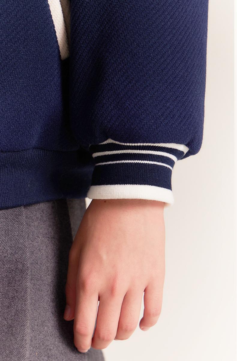 Girls Navy Sailor Collar Jacket Embroidered Casual Coat