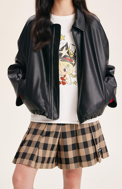 Girls Cartoon Print Color Block Long Sleeve Sweater