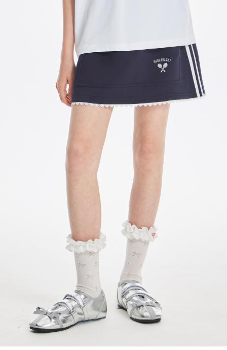 Girls Sport Skirt with Embroidered Logo and Stripe Design