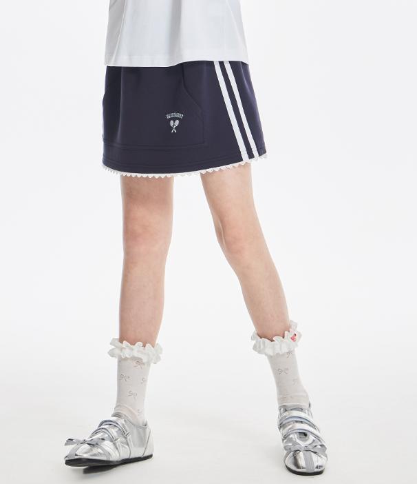 Girls Sport Skirt with Embroidered Logo and Stripe Design