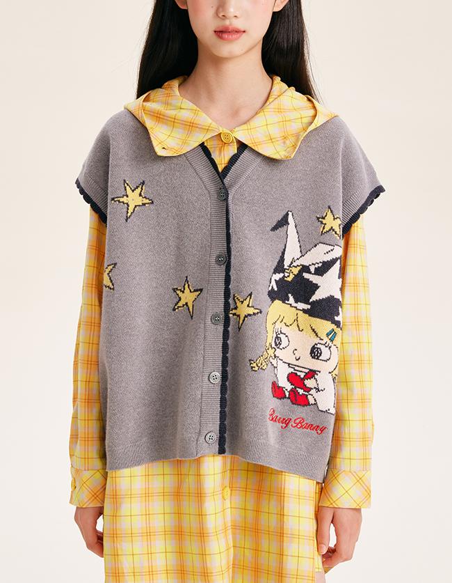 Girls Yellow Plaid Long Sleeve Loose Fit Shirt