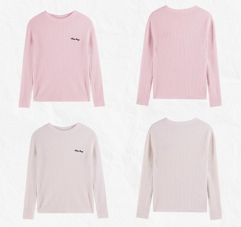 Girl's Solid Color Knit Sweater Crew Neck Pullover