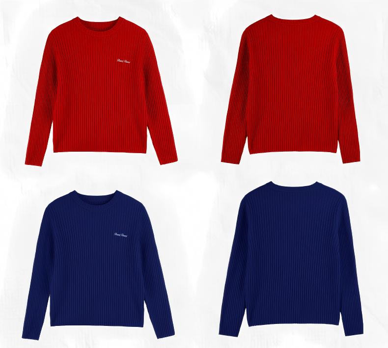 Girl's Solid Color Knit Sweater Crew Neck Pullover
