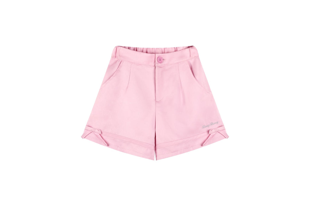 Girls Pink Bow Detail Elegant Casual Summer Shorts