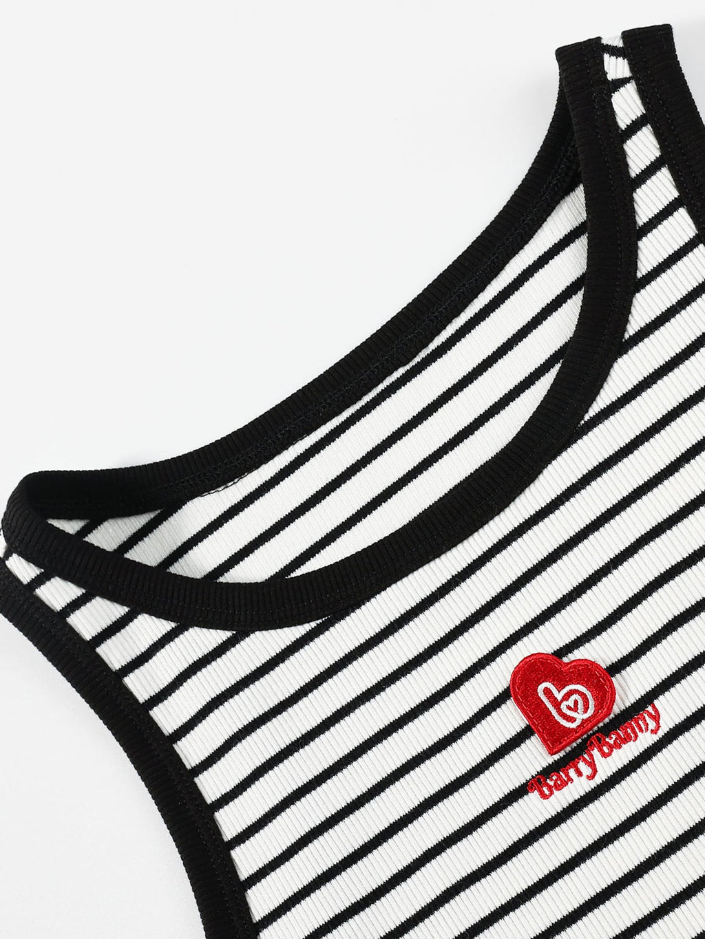 Kids Striped Sleeveless Heart Embroidery Crop Tank Top