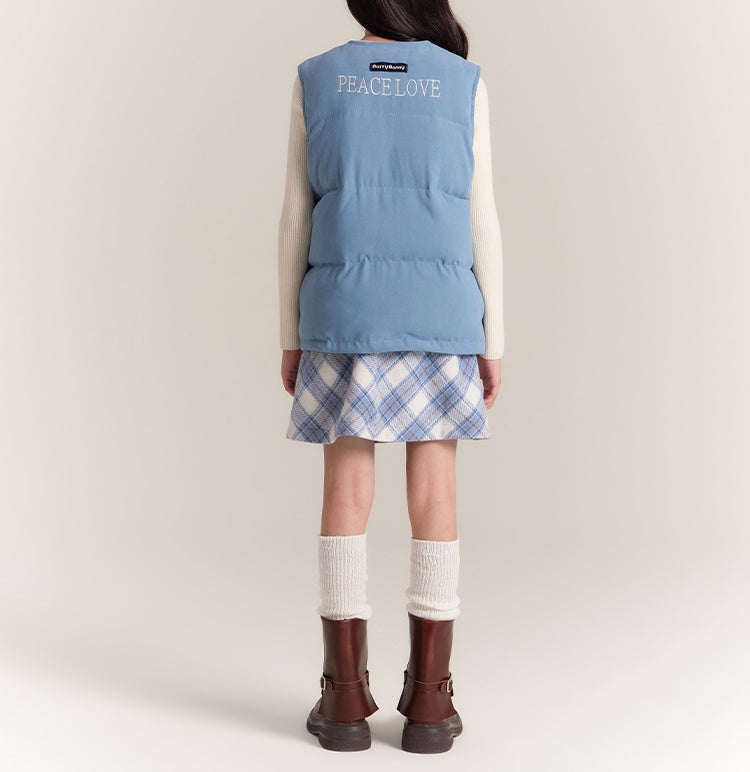 Kids Blue Puffer Vest – Warm Sleeveless Fall Winter Jacket