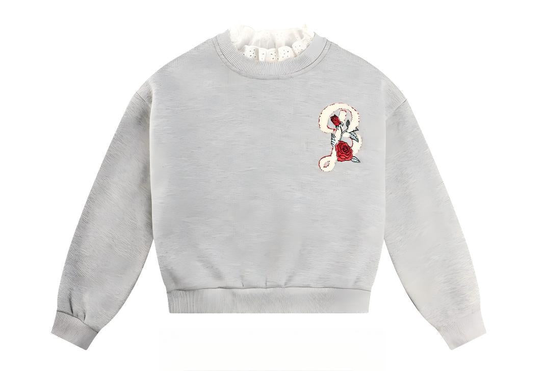 Girls Rose Sweatshirt and Pants Set Casual Outfit