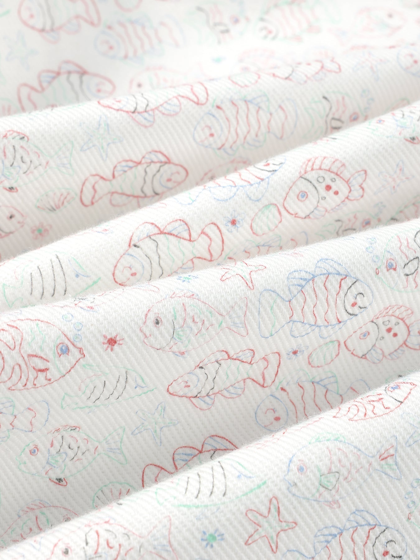 Girls Cotton Wide Leg Pants Summer Fish Print