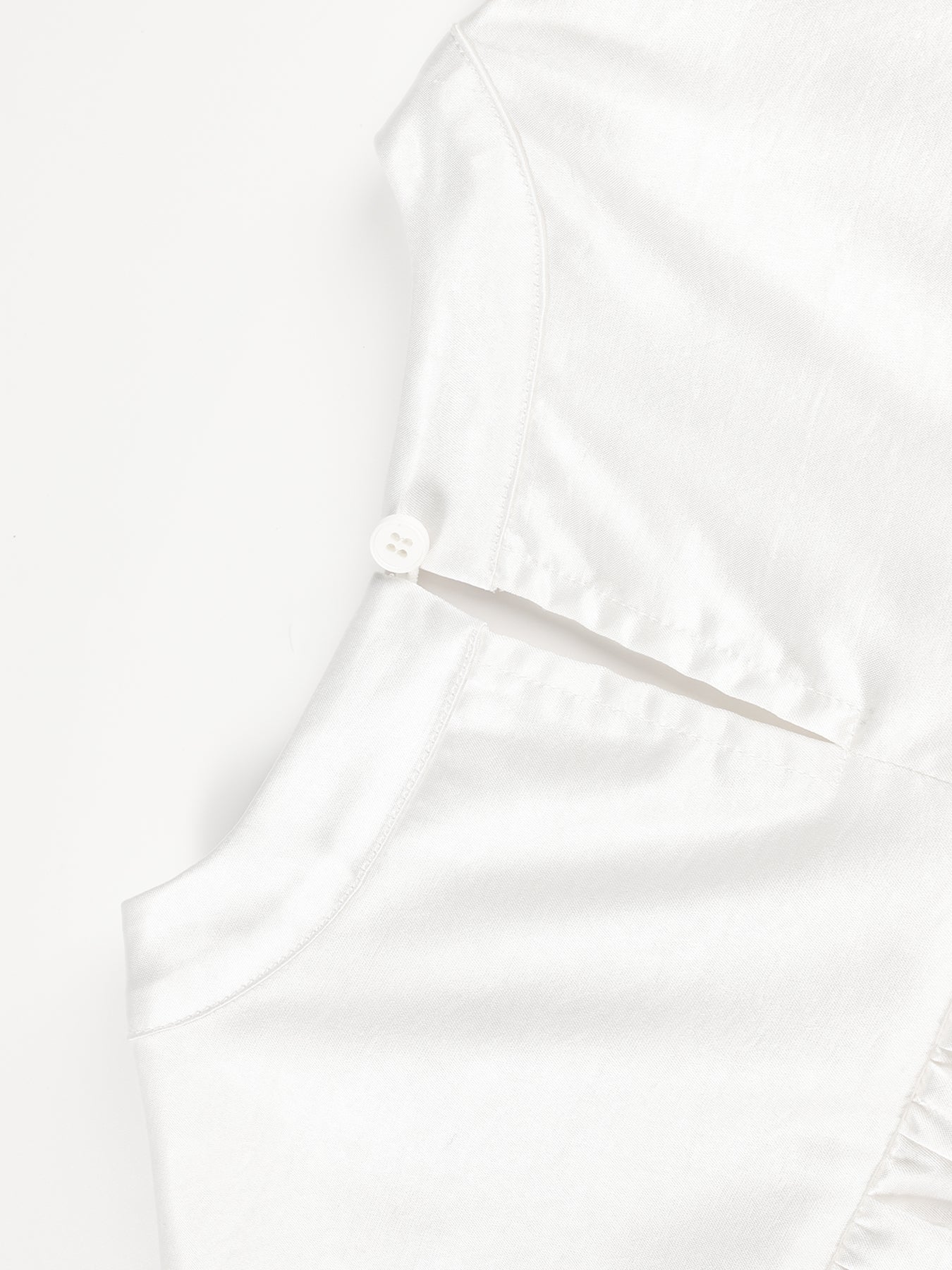 Girls White Satin Letter Print Puff Sleeve Dress