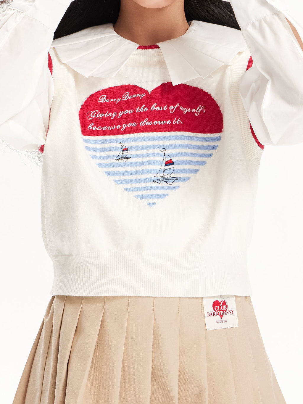 Girls Heart Knit Sweater Vest Preppy  Top