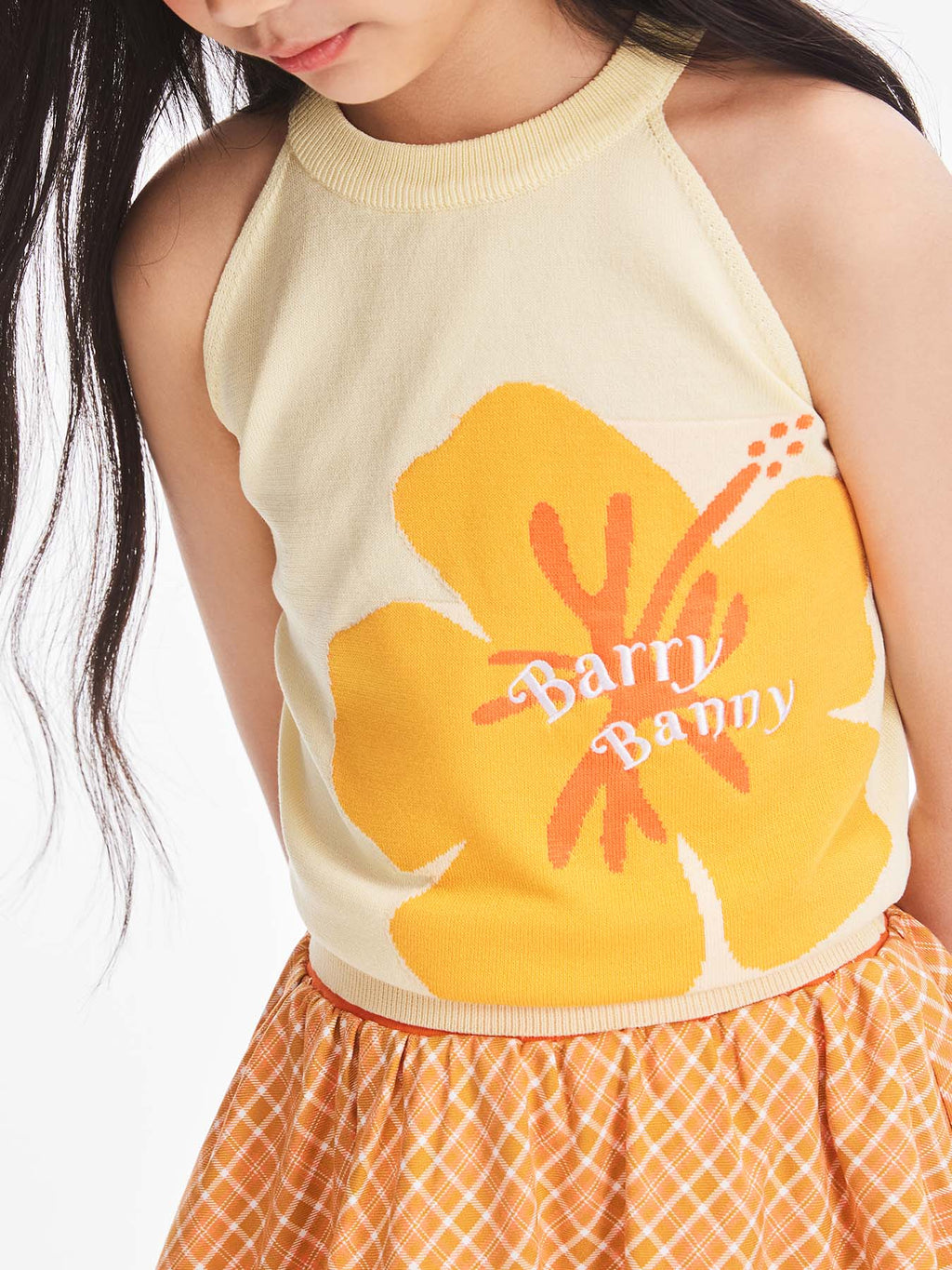 Girls Summer Knit Tank Top Halter Floral Print Vest