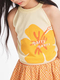 Girls Summer Knit Tank Top Halter Floral Print Vest