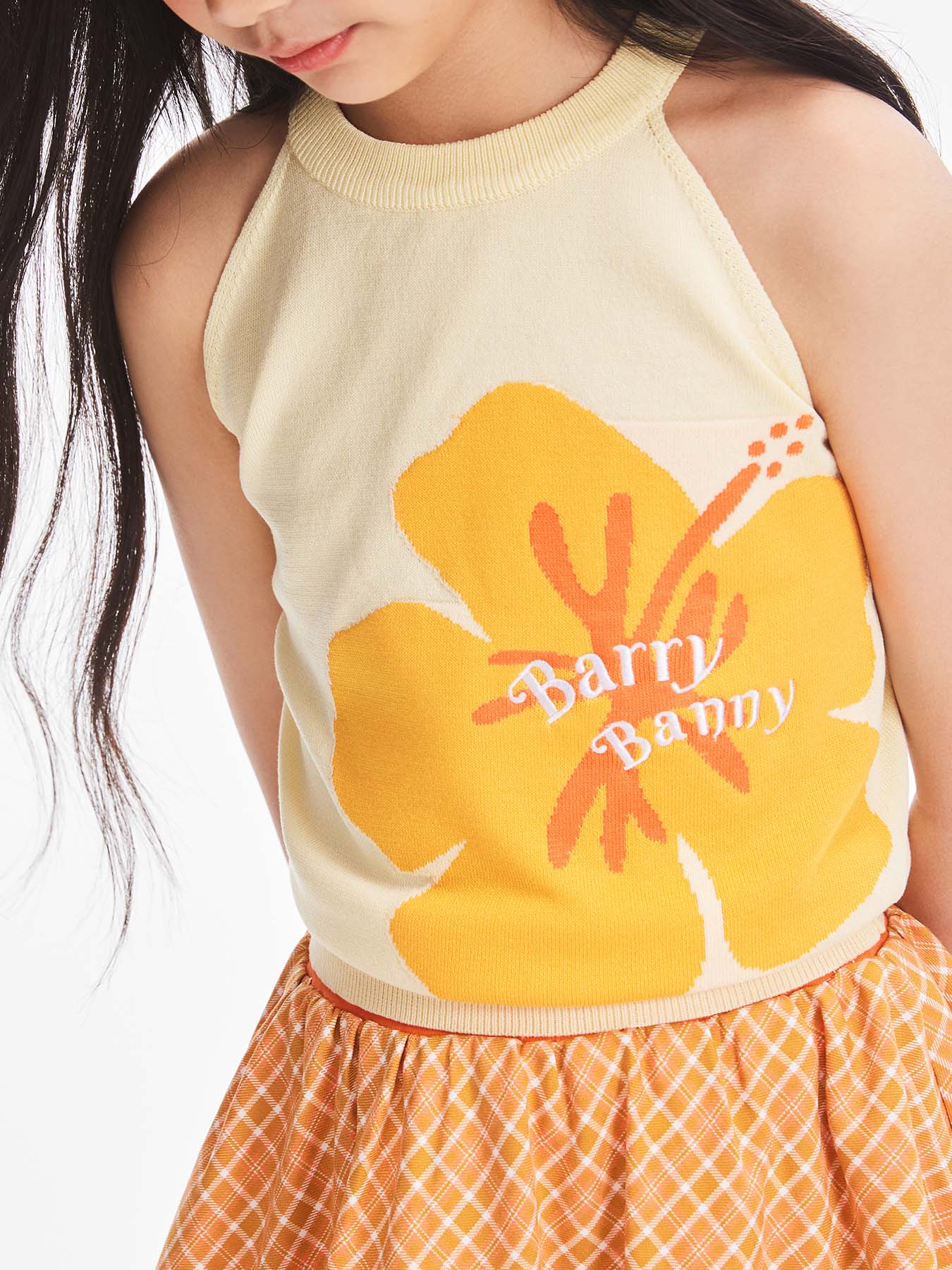 Girls Summer Knit Tank Top Halter Floral Print Vest
