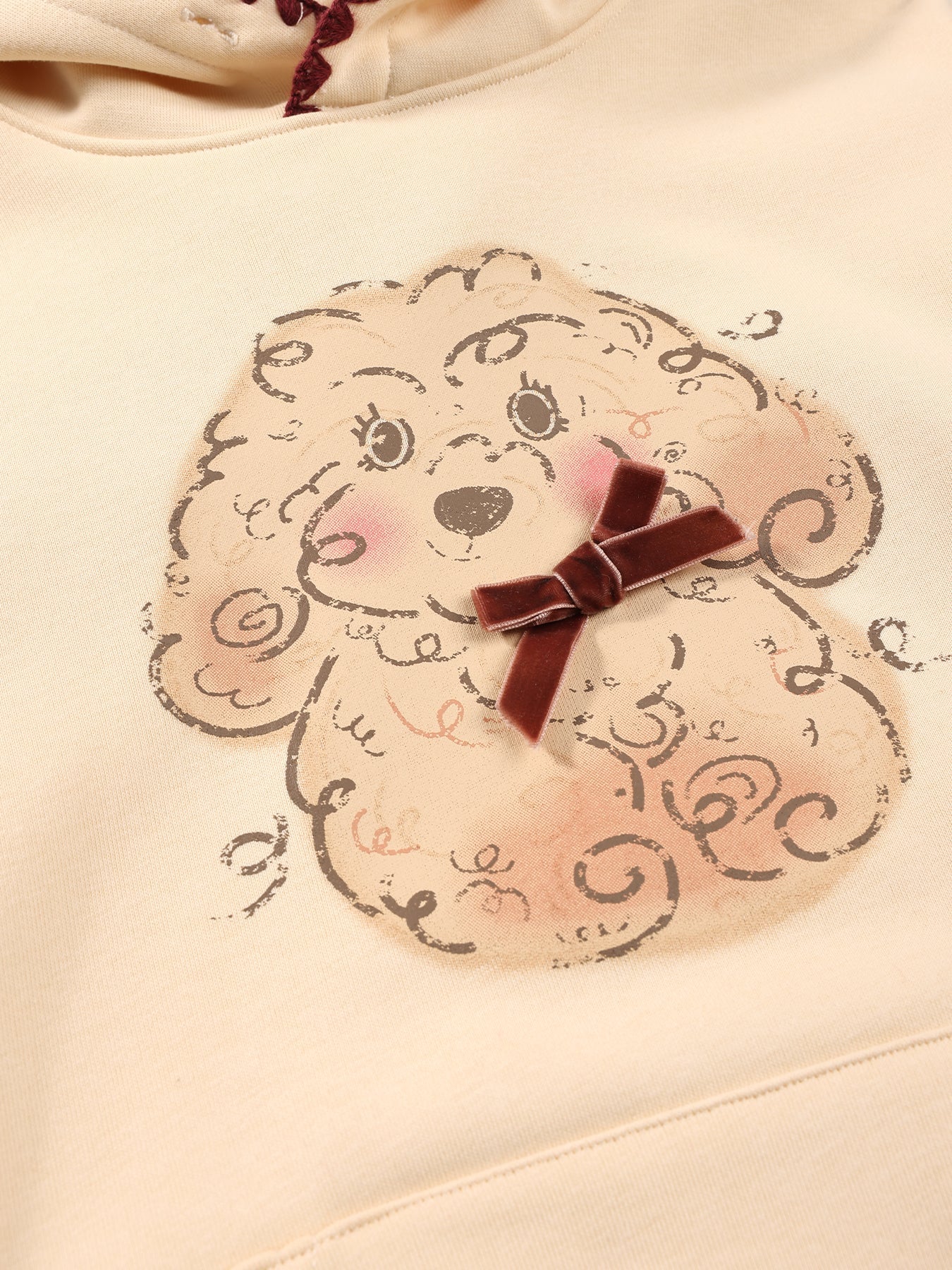 Girls Puppy Hoodie Sweatshirt Bow Applique Casual Top