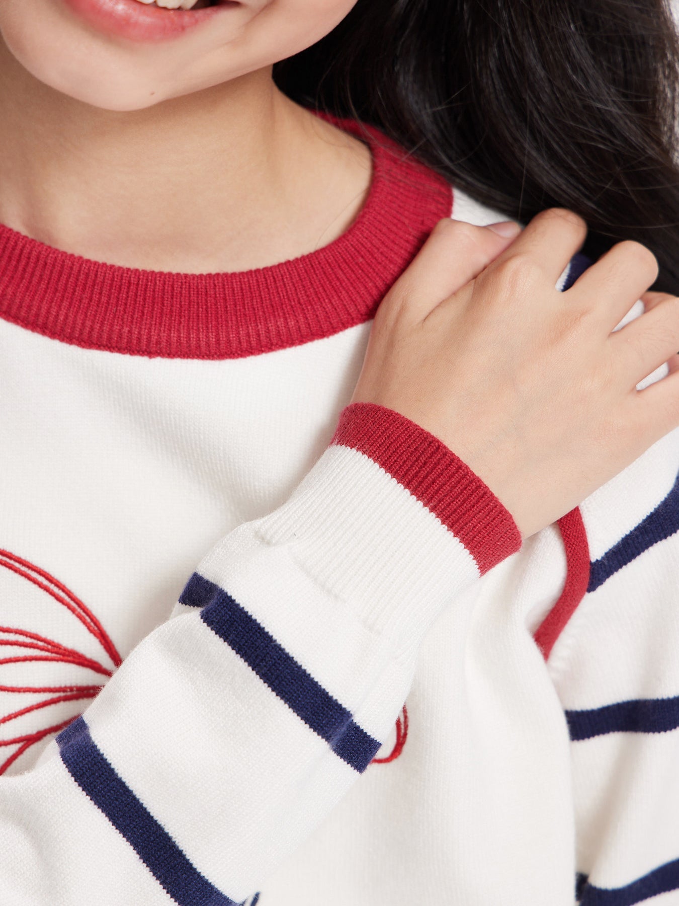 Strawberry Embroidered Knit Sweater for Girls