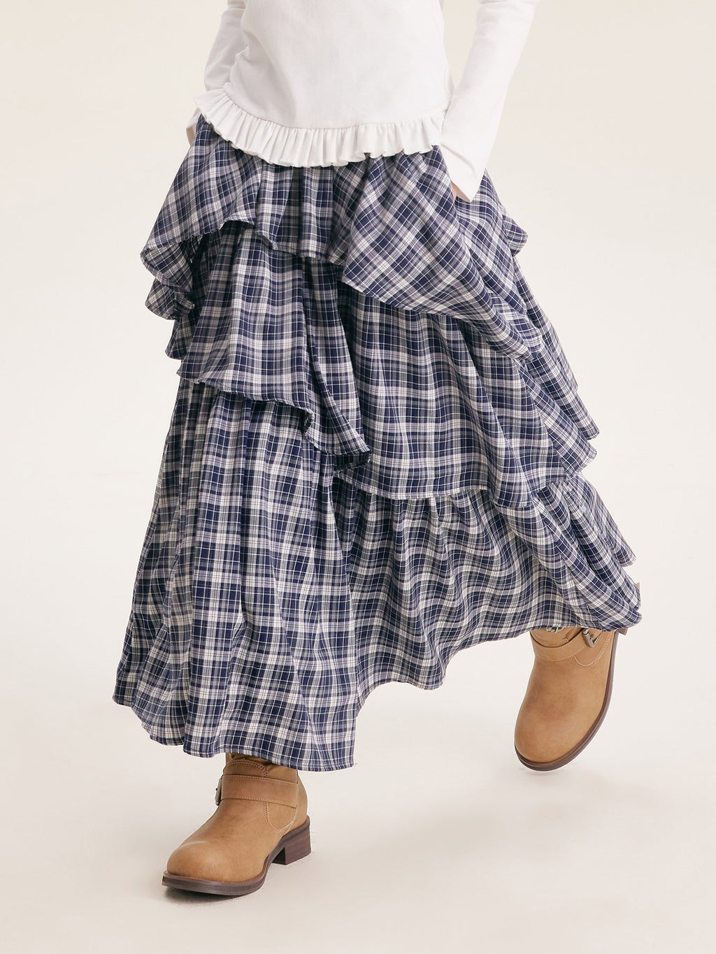 Girls' Plaid Ruffle Skirt - Trendy Casual Style for Kids
