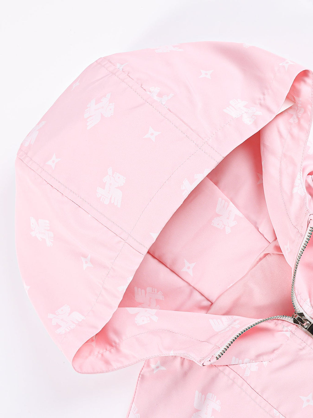 Girls Pink Windbreaker Jacket with Hood and Zip