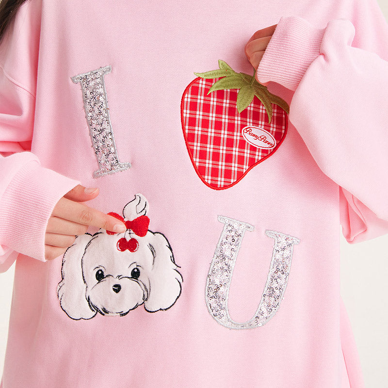 Dog & Strawberry Print Sweatshirt for Kids