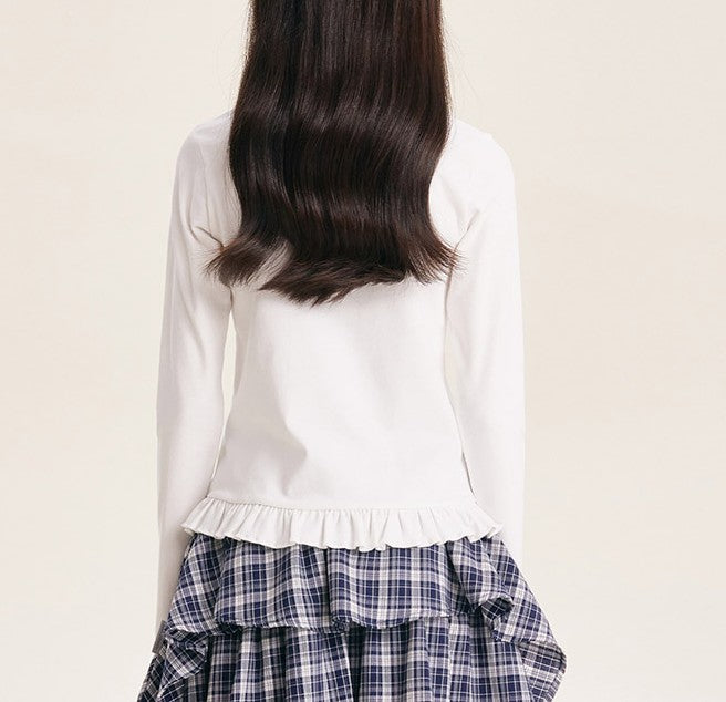 Girls' Cute Embroidered Long Sleeve Top