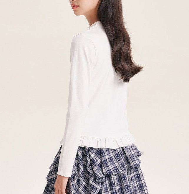 Girls' Cute Embroidered Long Sleeve Top