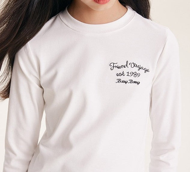 Girls' Cute Embroidered Long Sleeve Top