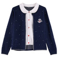 Girls Navy Knit Set with Peter Pan Collar