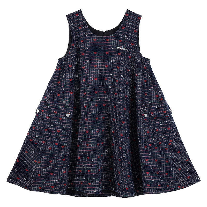 Plaid Children's Pinafore Dress with Ruffle Collar