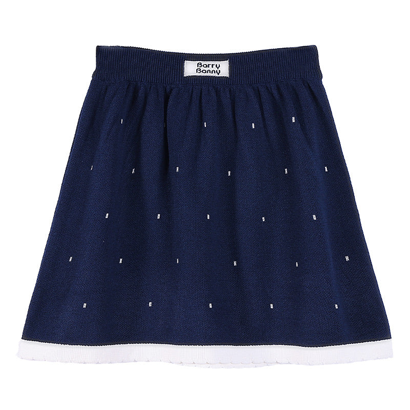 Girls Navy Knit Set with Peter Pan Collar