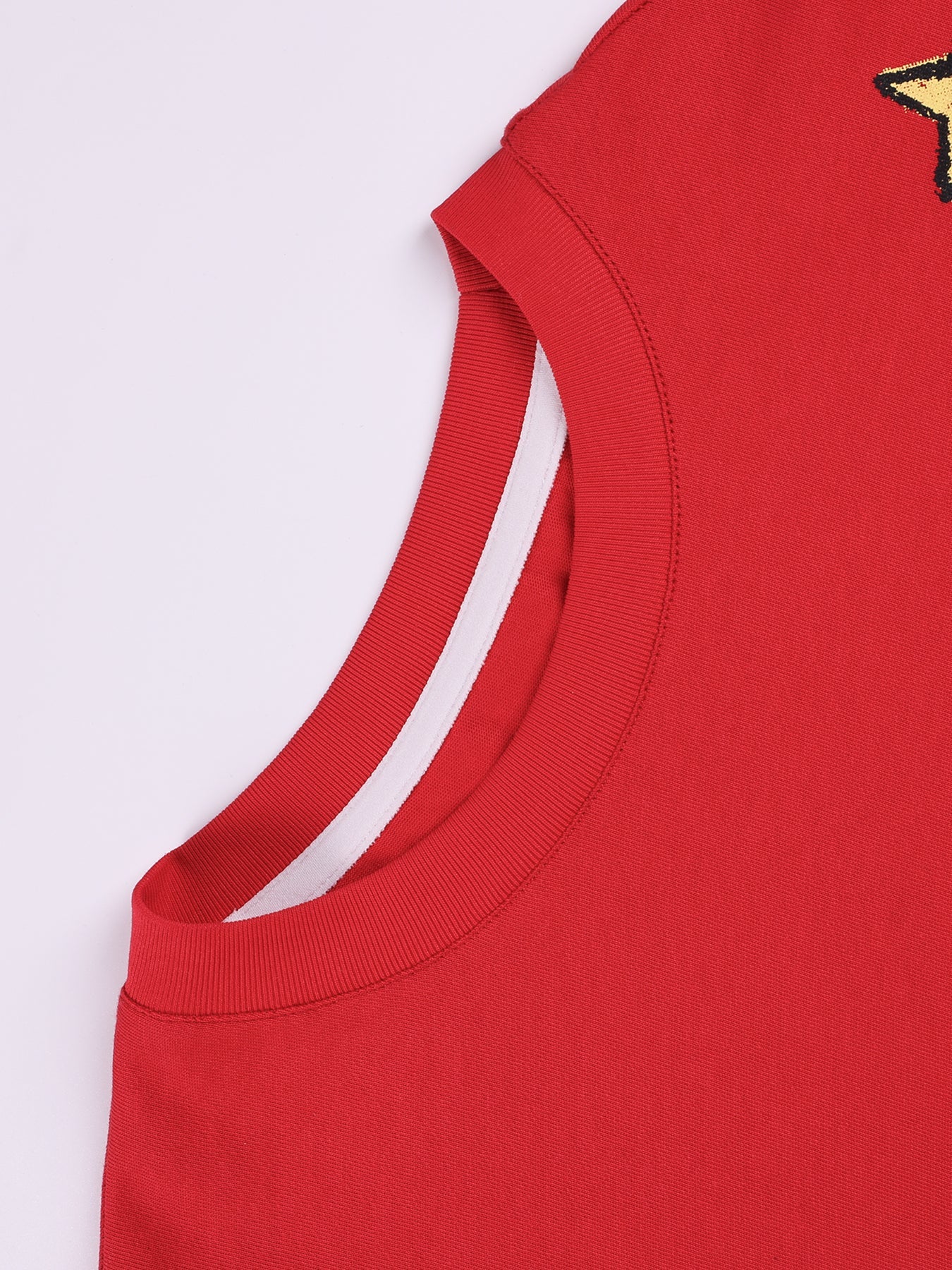 Girls Red Pullover Crewneck Cotton Long Sleeve Top