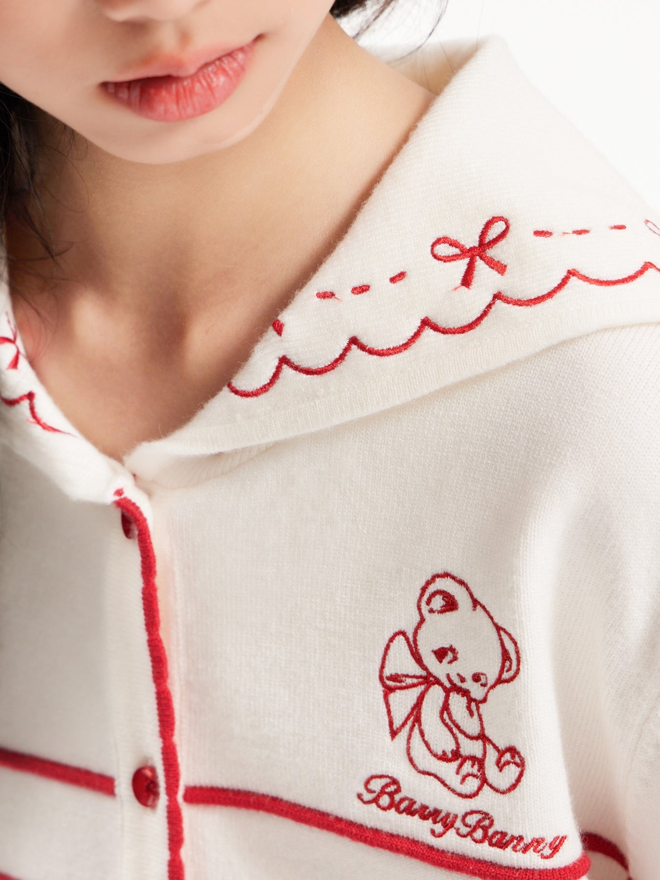 Adorable Heart Pattern Teddy Bear Button-Up Cardigan for Girls
