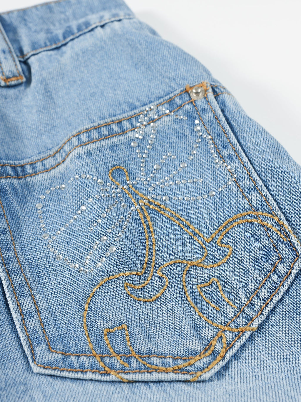 Girls Cherry Embroidered Denim Bermuda Shorts Summer Outfit