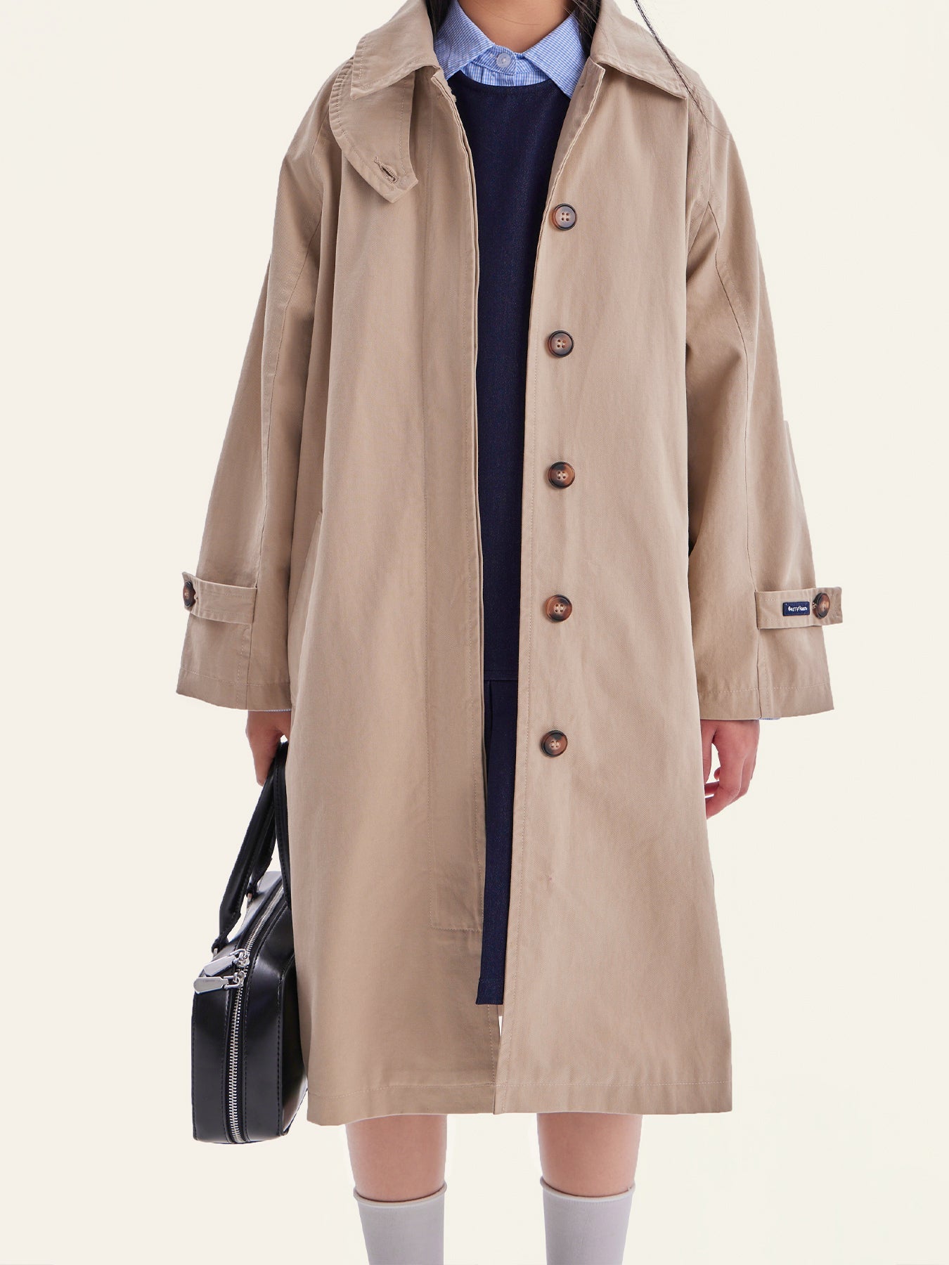 Girls Oversized Trench Coat in Neutral Maillard Style