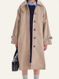 Girls Oversized Trench Coat in Neutral Maillard Style