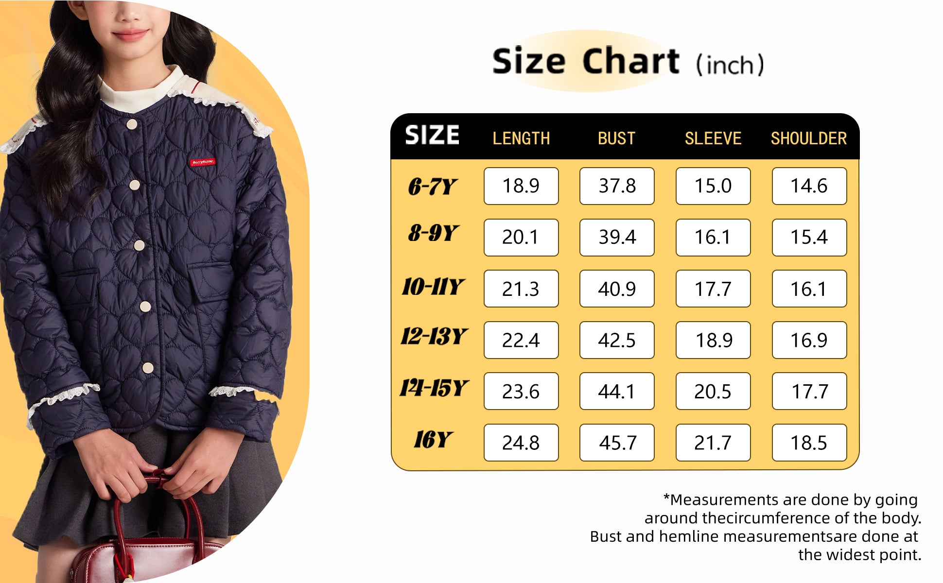 Girls Heart Print Puffer Jacket – Warm Cozy Coat