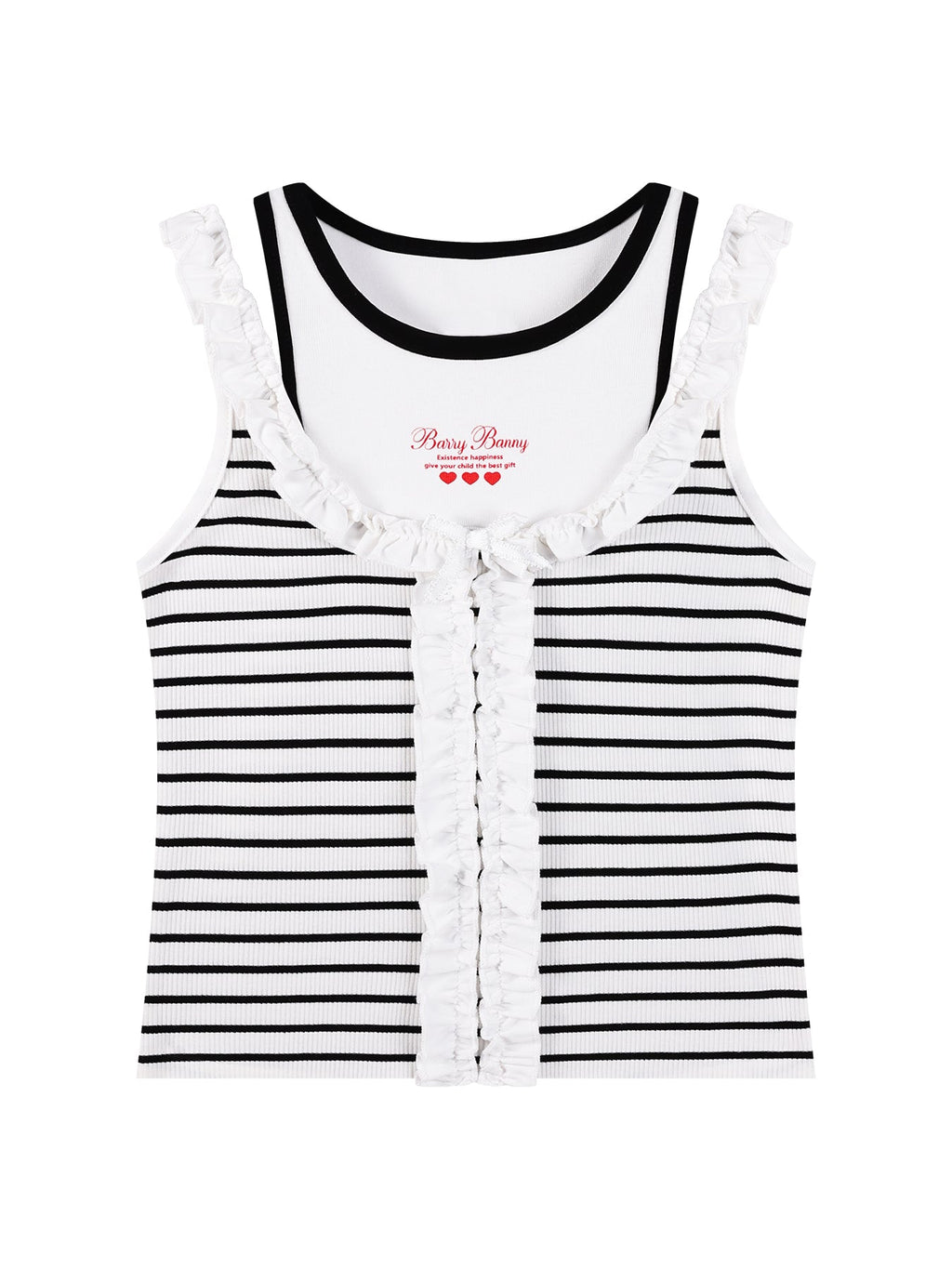 Girls Ruffle Trim Bow Sleeveless Summer Tank Top