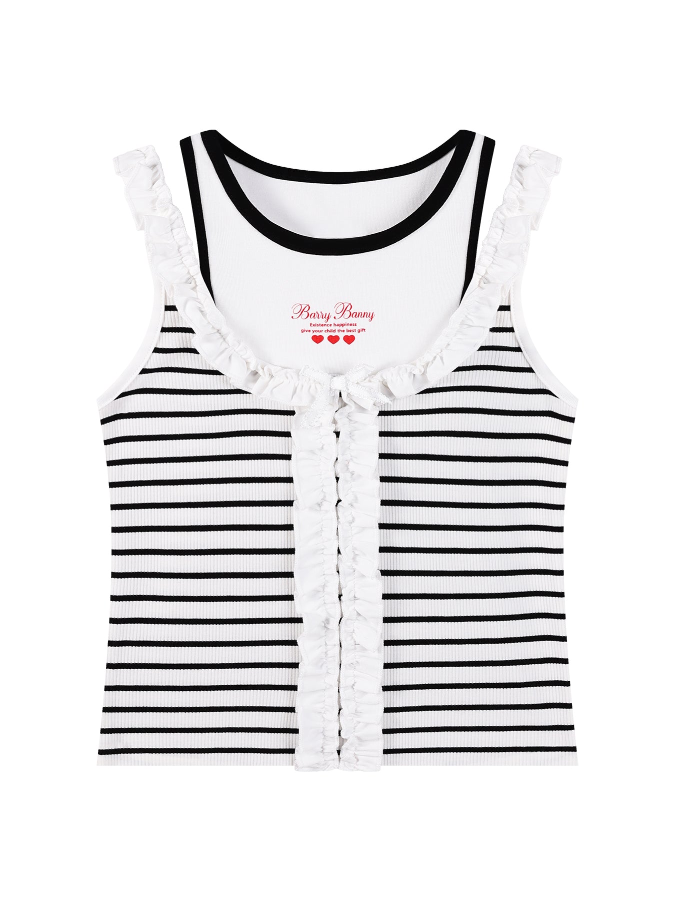 Girls Ruffle Trim Bow Sleeveless Summer Tank Top