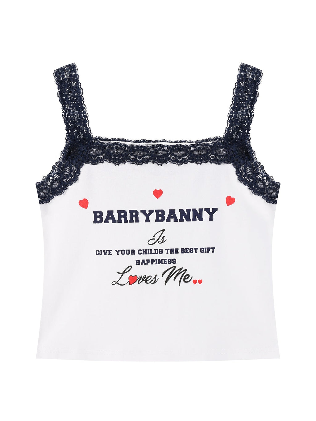 Girls Lace Trim Letter Print Summer Tank Top Cami
