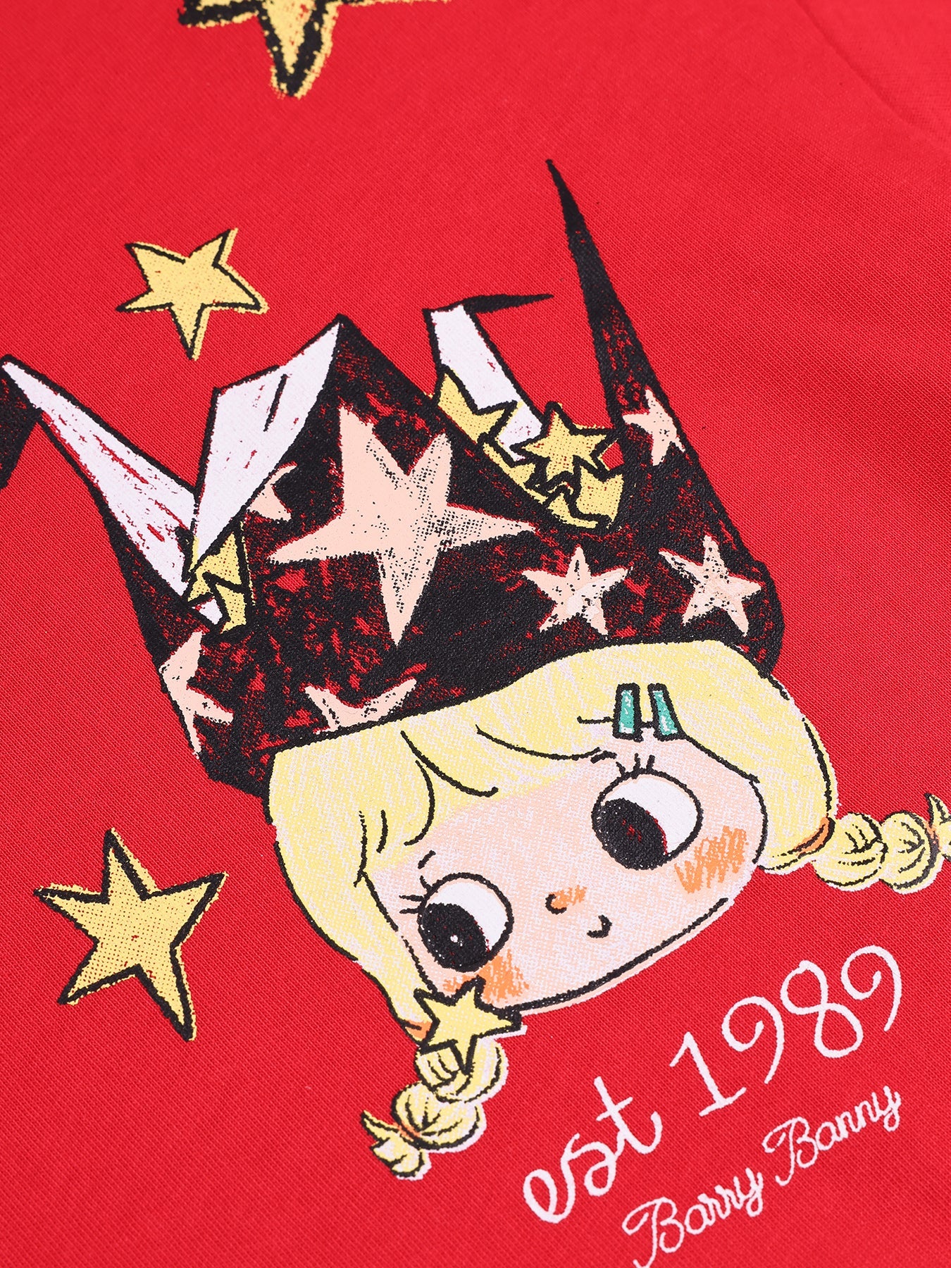Girls Red Pullover Crewneck Cotton Long Sleeve Top