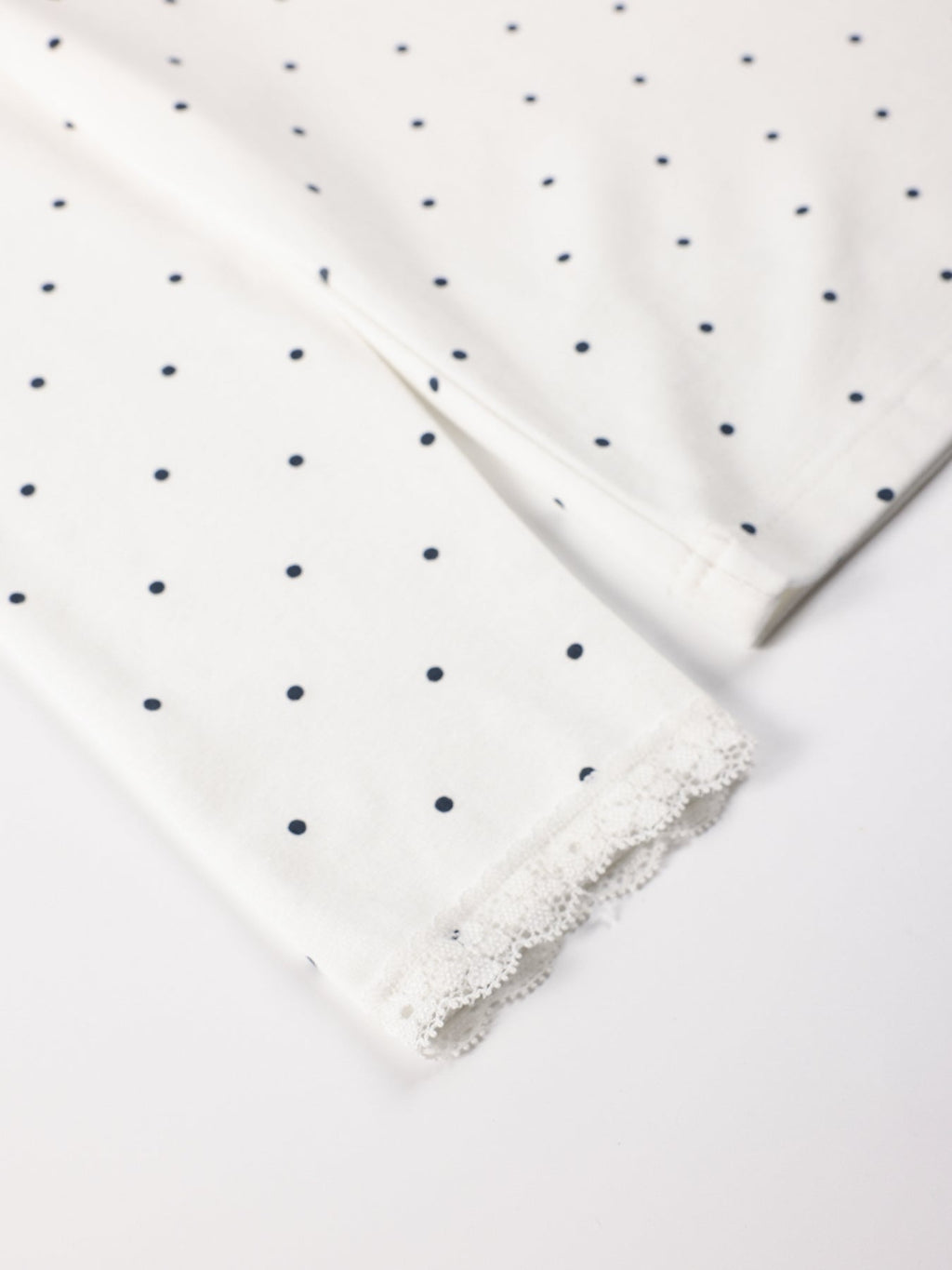 Girls Polka Dot Lace Trim Long Sleeve Tee with Logo