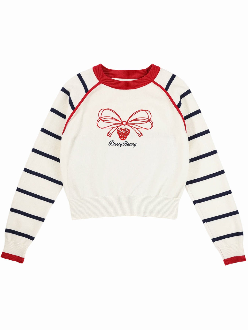 Strawberry Embroidered Knit Sweater for Girls