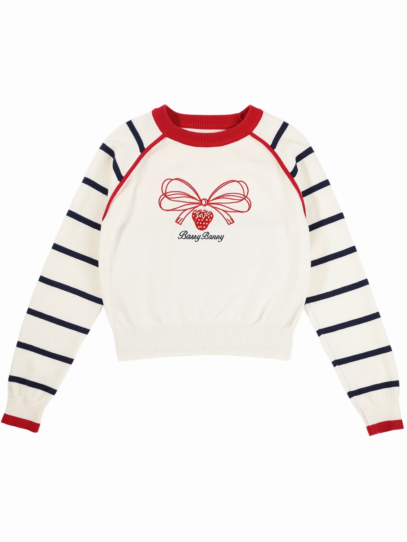 Strawberry Embroidered Knit Sweater for Girls