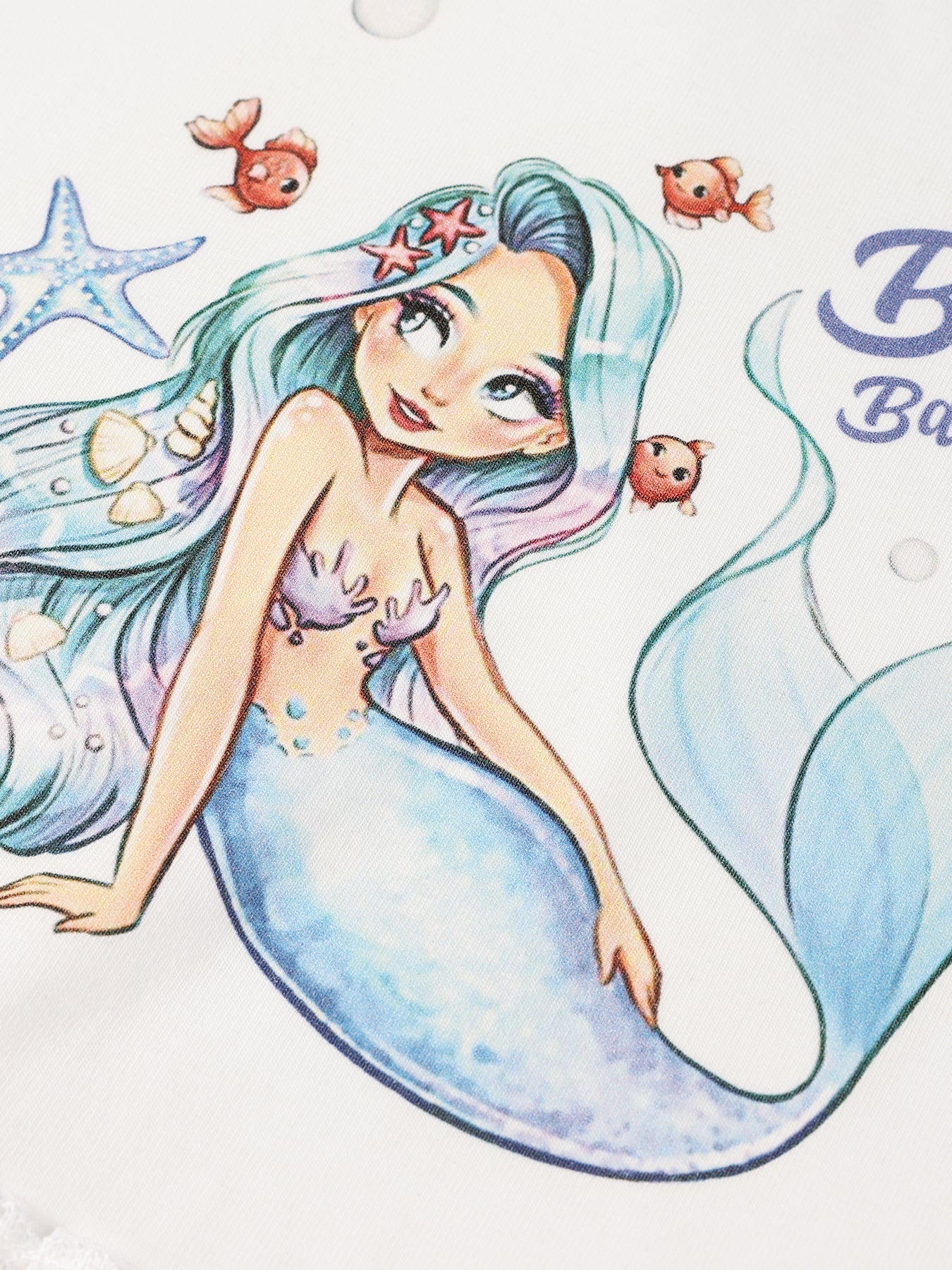 Girls Mermaid Graphic Short Sleeve Casual T-Shirt