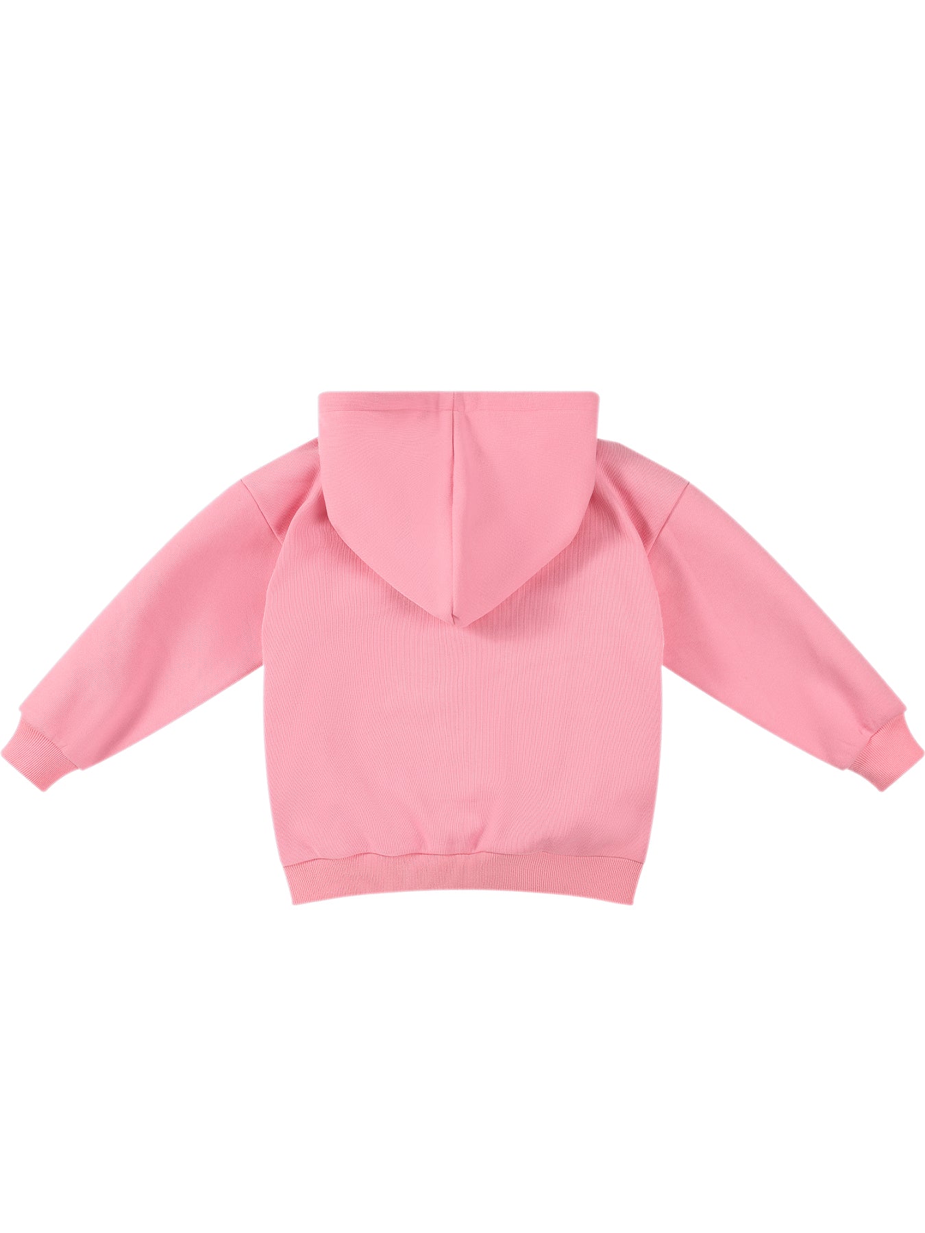 Girls Pink Hoodie with Cute Cat Print and Rhinestone Detail